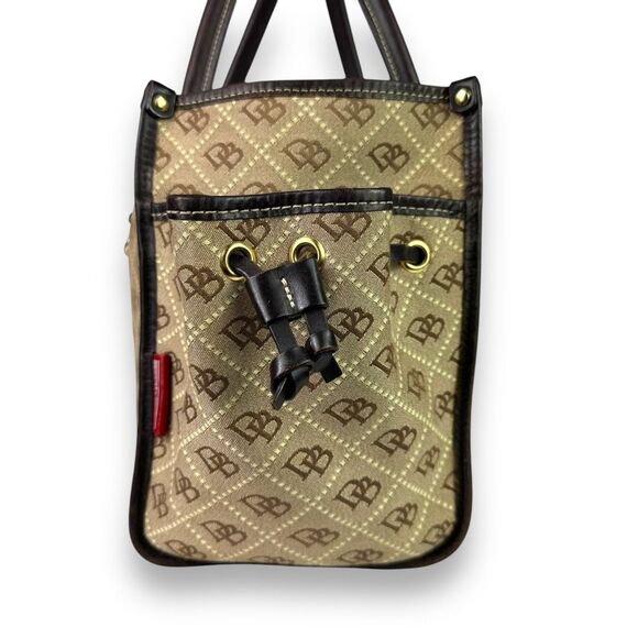Dooney & Bourke Vintage 90s Signature Weekender Leather Canvas Tote Tan Brown - Picture 11 of 12